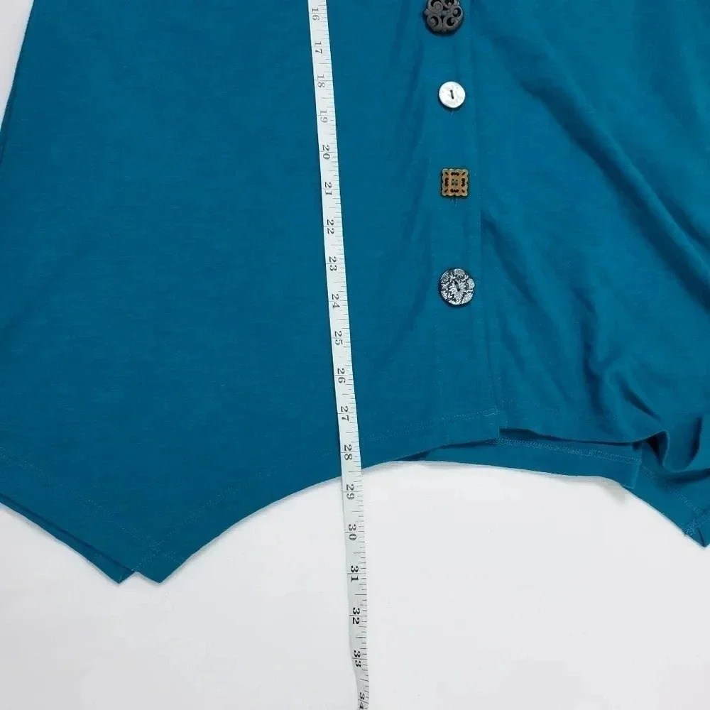 Soft Surroundings Danielle Button Top Tank Teal S - Picture 10 of 13